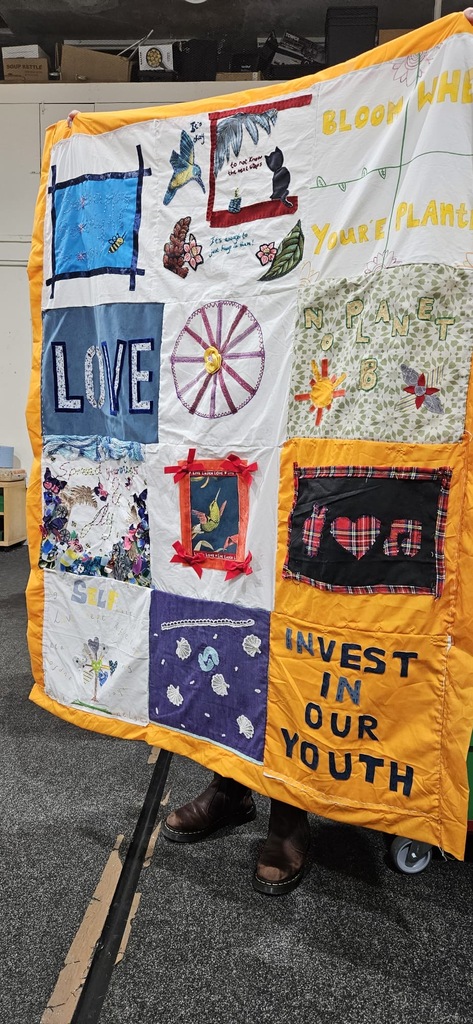 Textile piece made by Everyone an Artist group - 2025