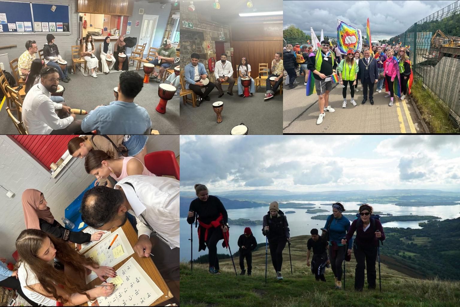 Photos of the different activities with them