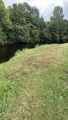 Keeping banking vegetation in control,adding rustic benches 