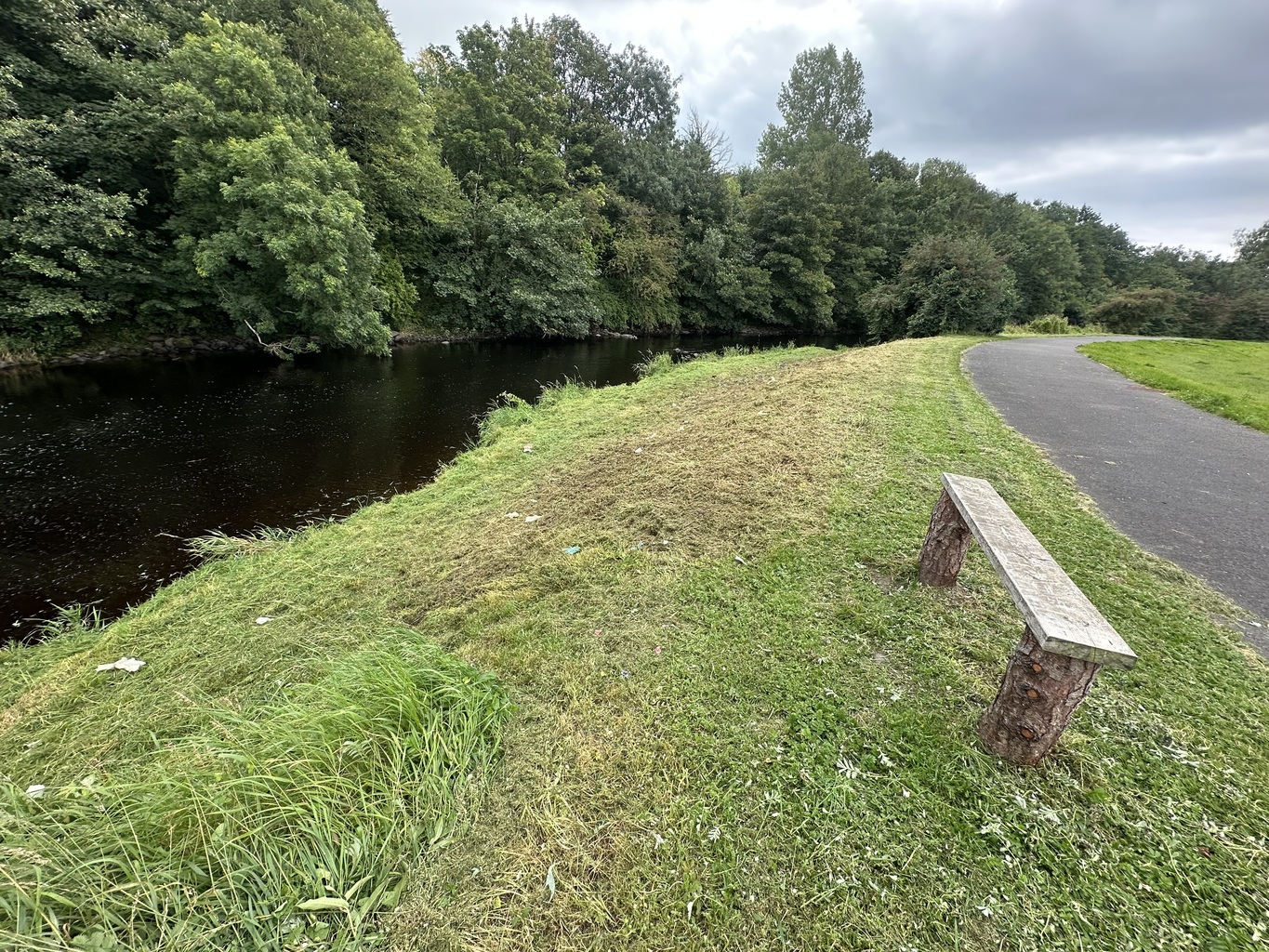 Keeping banking vegetation in control,adding rustic benches 