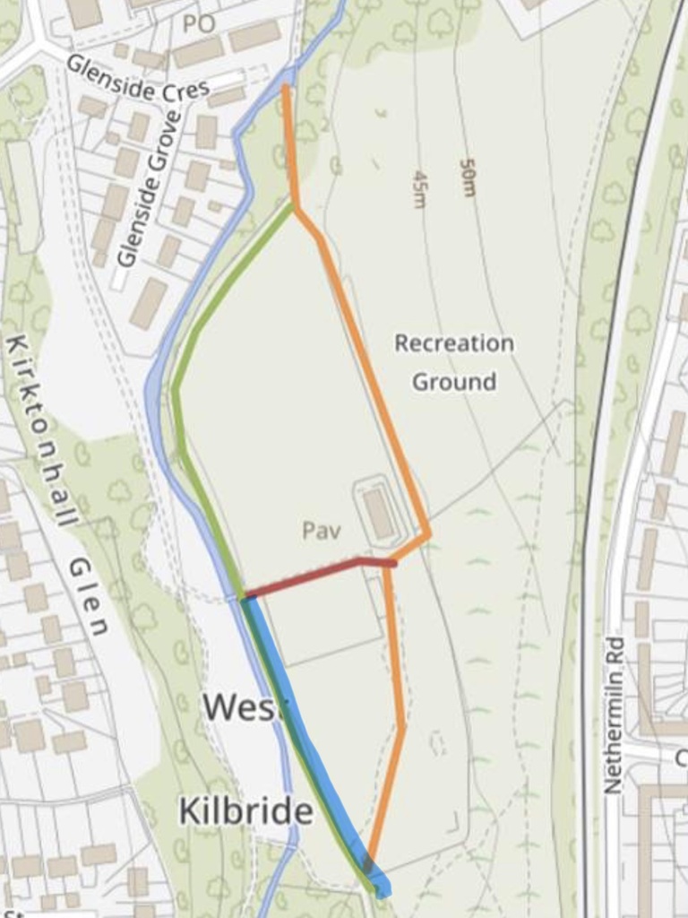 Location of path highlighted in blue