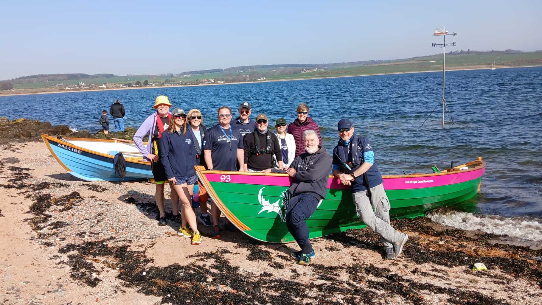Some of the Foccrs members with our two skiffs, 'Thistle' and 'Saltire'