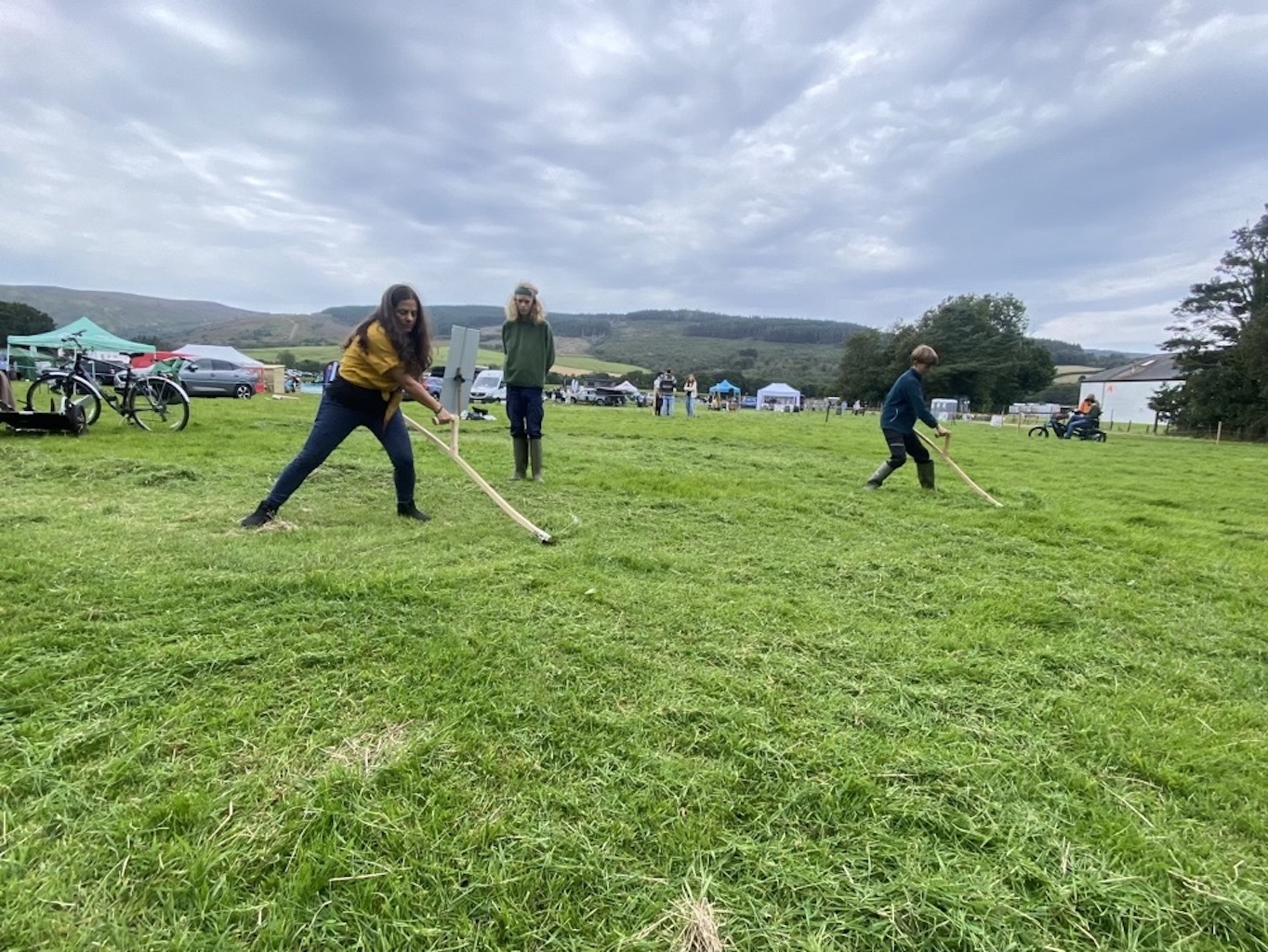 Scything  Tuition at the 2025 Arran Show